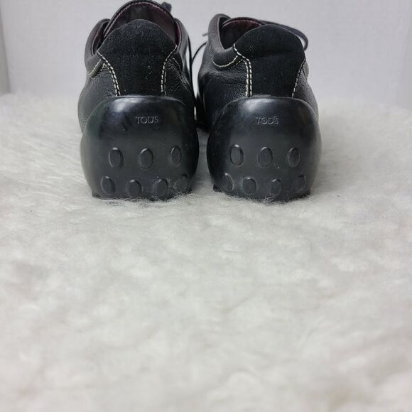 Tods  Womens Driving Sneaker Size 9 Black   Leather Lace Up Bowling/Walking Shoe - Picture 4 of 10